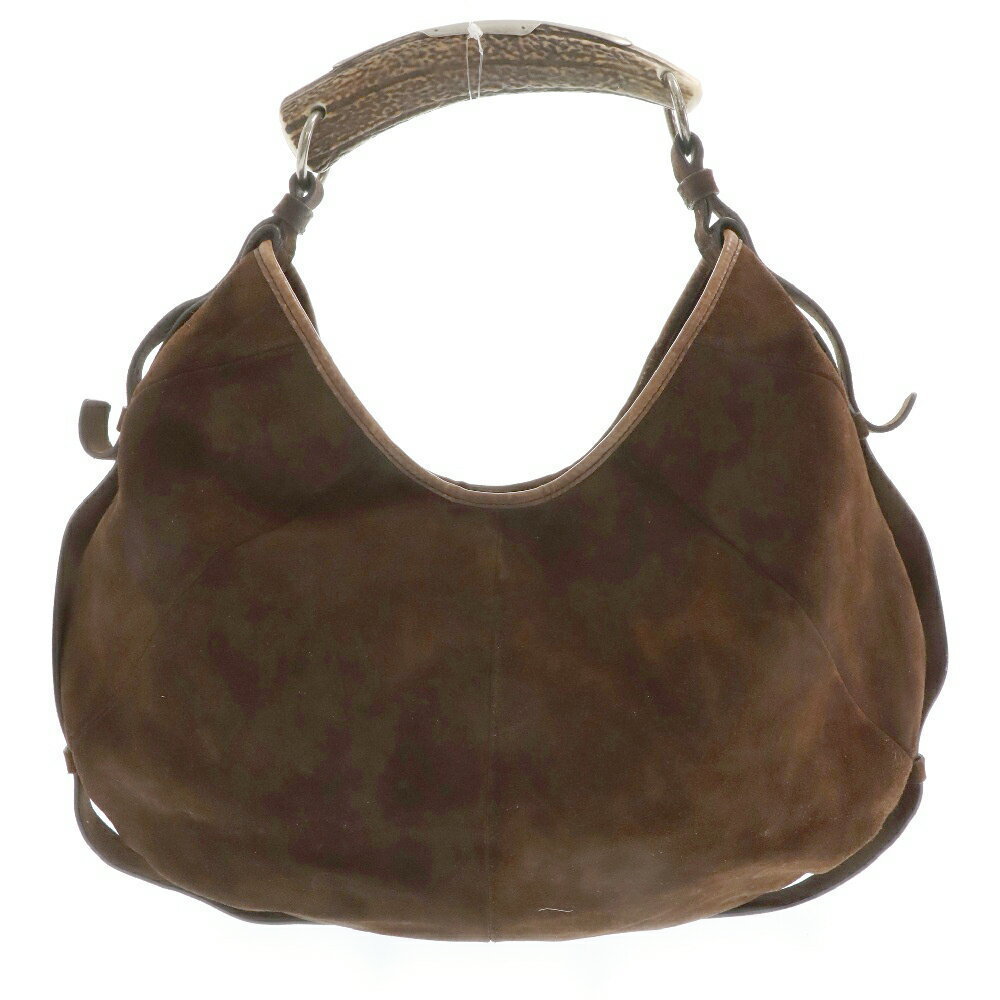 YVES SAINT LAURENT Mombasa Suede Leather Handbag Brown